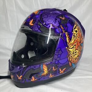Size Small Icon Chrysalis Full Face Purple Butterfly Motorcycle Helmet